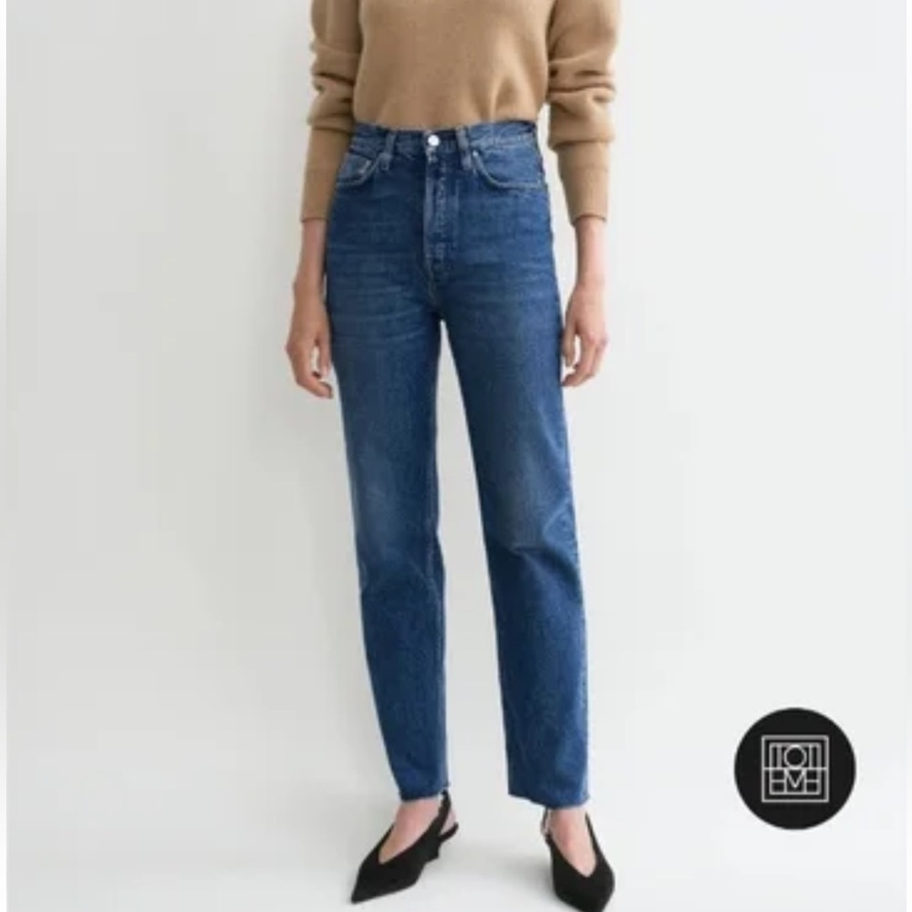 Totême Organic Cotton Straight Leg Jeans 24 Dark Vintage Wash NWT Italy